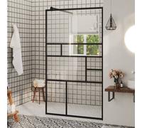 vidaXL Walk-in Shower Wall with Clear ESG Glass Black Bathroom Shower Screen