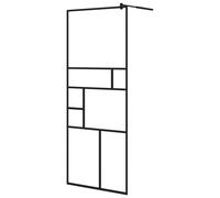vidaXL Walk-in Shower Wall with Clear ESG Glass Black Bathroom Shower Screen