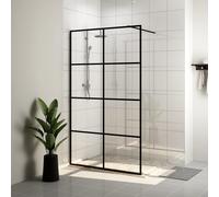vidaXL Walk-in Shower Wall with Clear ESG Glass Black Shower Screen Partition