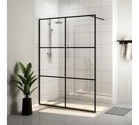 vidaXL Walk-in Shower Wall with Clear ESG Glass Black Shower Screen Partition