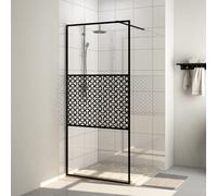 vidaXL Walk-in Shower Wall with Clear ESG Glass Black Shower Screen Partition