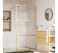 vidaXL Walk-in Shower Wall Bath Screen Shower Screen with Clear ESG Glass Gold
