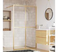 vidaXL Walk-in Shower Wall with Clear ESG Glass Gold 140x195 cm
