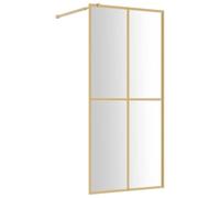 vidaXL Walk-in Shower Wall - Adjustable Profile, Easy-Clean ESG Glass, Gold Frame 90x195 cm