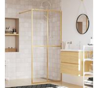 vidaXL Walk-in Shower Wall - Adjustable Profile, Easy-Clean ESG Glass, Gold Frame 90x195 cm