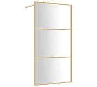❰vidaXL Walk-in Shower Wall with Clear ESG Glass in Gold Frame - Adjustable Profile and Size, Easy to Clean, Ideal for Modern Bathroom Interiors❱