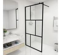 vidaXL Walk-in Shower Wall with Tempered Glass Black 100x195 cm Bath Screen