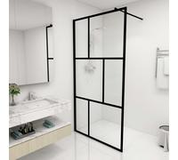 vidaXL Walk-in Shower Wall with Tempered Glass Black 100x195 cm Bath Screen