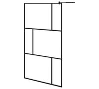vidaXL Walk-in Shower Wall with Tempered Glass Black 115x195 cm Bath Screen