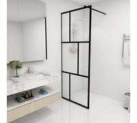vidaXL Walk-in Shower Wall with Tempered Glass Black 80x195 cm Bath Screen