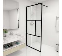 vidaXL Walk-in Shower Wall with Tempered Glass Black 90x195 cm Bath Screen