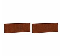 Vidaxl Wall Planters 2 Pcs Rusty Corten Steel 53X10X17 Cm