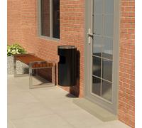 vidaXL Wall Ashtray Dustbin Removable Stainless Steel 26L Black Waste Can