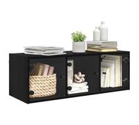 vidaXL Wall Cabinet Black Oak 102 x 37 x 35 cm Engineered Wood, Living Room, Modern Wall-Mounted Cabinet, Rectangular Design, Durable Storage Solution, Glass Door, Compact Indoor Unit