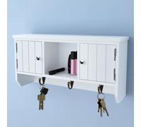 Vidaxl Wall Cabinet For Keys And Jewelery With Doors And Hooks, White