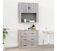 vidaXL Wall Cabinet Grey Sonoma Engineered Wood Side Cabinet Home Organiser