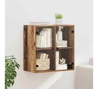 vidaXL 2 Glass Door Old Wood Wall Cabinet - Size: 68.5 x 68 x 37cm - Brown - Wilko