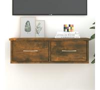 (smoked oak) vidaXL Wall-mounted Drawer Shelf Wall Rack Storage Cabinet Engineered Wood