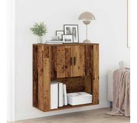 Wall Cabinet Old Wood Engineered Wood 80x33x80cm 2Shelf 2-Door Modern SpaceSaver