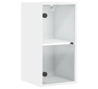 vidaXL Wall Cabinet with Glass Doors, Storage Cupboard for Living Room, Wall Mounted Cabinet Bathroom Cabinet, Modern Style, White