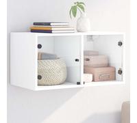 vidaXL Wall Cabinet with Glass Doors White 68.5x37x35 cm