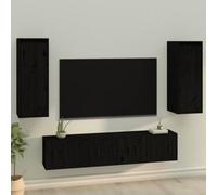 Vidaxl Wall Cabinets 2 Pcs Black 30X30X80 Cm Solid Wood Pine