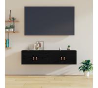 vidaXL Wall Cabinets 2 pcs Black 60x30x30 cm Solid Wood Pine