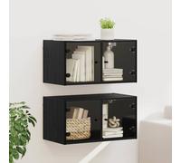 vidaXL Wall Cabinets 2 pcs Black Oak 68 x 37 x 35 cm Engineered Wood