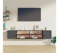 vidaXL Wall Cabinets 2 pcs Grey 80x30x30 cm Solid Wood Pine