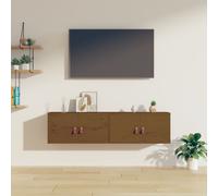 Vidaxl Wall Cabinets 2 Pcs Honey Brown 60X30X30 Cm Solid Wood Pine, Brown