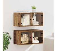 vidaXL Wall Cabinets 2 pcs Old Wood 68 x 37 x 35 cm Engineered Wood