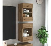 vidaXL Wall Cabinets with LED Lights for TV 2 pcs Artisan Oak 40x30x60,5 cm