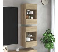 (sonoma oak, 40 x 30 x 60.5 cm/ 2 pcs) vidaXL TV Wall Cabinets with LED Lights TV Wall Unit Storage Floating TV Unit