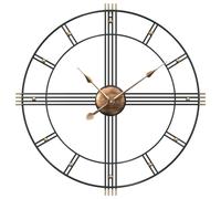 vidaXL Wall Clock Battery-Operated Modern Quartz Round Wall Clock Black Iron