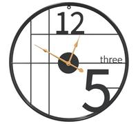 vidaXL Wall Clock, Battery-Operated Modern Quartz Round Wall Clock for Bathroom Living Room Hallway, Quiet Sweep Decor Clocks, Black Iron