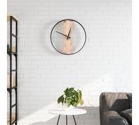 vidaXL Wall Clock Brown Ø35 cm Iron and Oak Wood