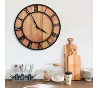 vidaXL Wall Clock Brown and Black MDF and Iron Home Office Decor Analog Clock