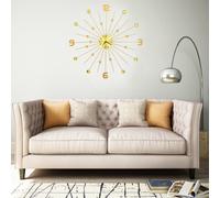 vidaXL Golden Metal Wall Clock with Crystal Details, Shiny Dial, Quartz Movement, Clear Numerals, 70 cm Diameter