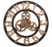 Wall Clock Metal Golden and Black Decorative Gear Design Analog vidaXL