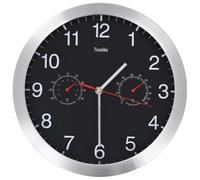 vidaXL Wall Clock with Quartz Movement Hygrometer Thermometer 30cm Black Time