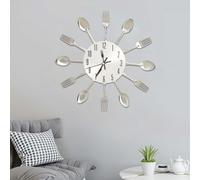Vidaxl Wall Clock With Spoon And Fork Design Silver 31 Cm Aluminium