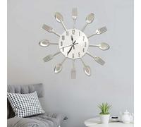 vidaXL Wall Clock with Spoon and Fork Design Silver 31 cm Aluminium Bedroom