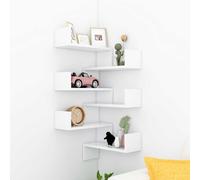 vidaXL 2x Wall Corner Shelves White Chipboard Home Wall-Mounted Hanging Shelf