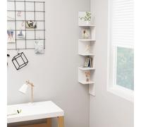 vidaXL Wall Corner Shelf High Gloss White Engineered Wood Indoor Hanging Shelf