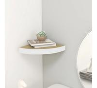 vidaXL Wall Corner Shelf Oak and White MDF Hanging Wall Display Shelf Rack
