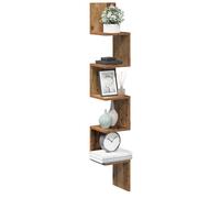 vidaXL Wall Corner Shelf Old Wood 20x20x127.5 cm Engineered Wood