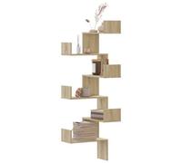 (sonoma oak) vidaXL Wall Corner Shelf Floating Shelf Rack Wall Shelf White Engineered Wood