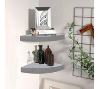 vidaXL Wall Corner Shelves 2 pcs Concrete Grey 35x35x3.8 cm MDF