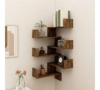 (smoked oak, 2) vidaXL Wall Corner Shelf Wall Rack Wall-mounted Storage Shelf Engineered Wood