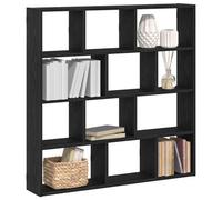 Vidaxl Wall Cube Shelf 12 Compartments Black Engineered Wood